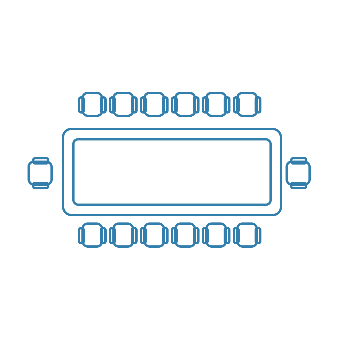 Boardroom style room setup diagram